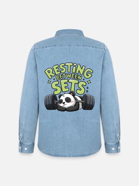 Resting Between Sets - Men’s Organic Denim Shirt by Stanley/Stella - light wash