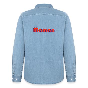 MAMA. MUTTERTAG. ALLES GUTE ZUM GEBURTSTAG MAMA. ICH LIEBE DICH - Männer Jeanshemd Organic von Stanley/Stella - verwaschenes Hellblau - Hinten - AI Model Male 185 light (185cm)