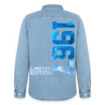 59E ANNIVERSAIRE ÉDITION LIMITÉE 1967 - Chemise en denim homme bio Stanley/Stella - bleu clair délavé - Dos - AI Model Male 185 light (185cm)