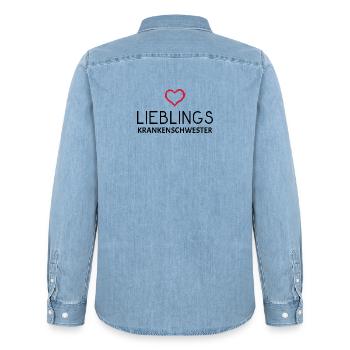 Krankenschwester - Männer Jeanshemd Organic von Stanley/Stella - verwaschenes Hellblau - Hinten - AI Model Male 185 light (185cm)