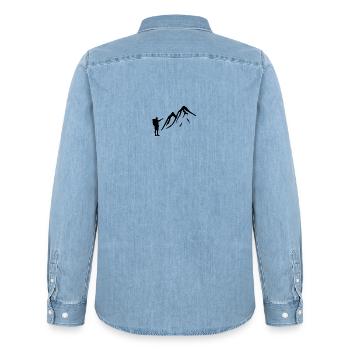 Trekking - Men’s Organic Denim Shirt by Stanley/Stella - light wash - Back - AI Model Male 185 light (185cm)