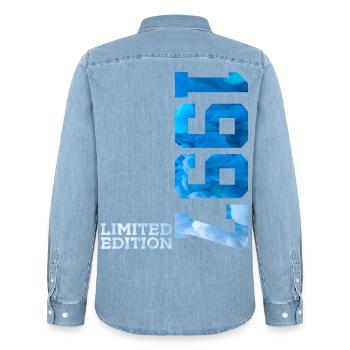 29E ANNIVERSAIRE ÉDITION LIMITÉE 1997 - Chemise en denim homme bio Stanley/Stella - bleu clair délavé - Dos - AI Model Male 185 light (185cm)