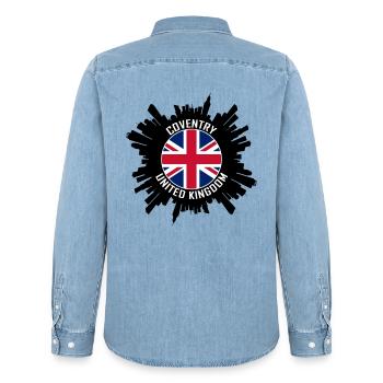 Coventry Skyline UK Flagge Reisesouvenir - Männer Jeanshemd Organic von Stanley/Stella - verwaschenes Hellblau - Hinten - AI Model Male 185 light (185cm)