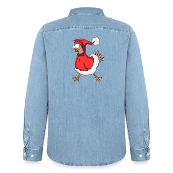 Poulet de Noël - Chemise en denim homme bio Stanley/Stella - bleu clair délavé - Dos - AI Model Male 185 light (185cm)