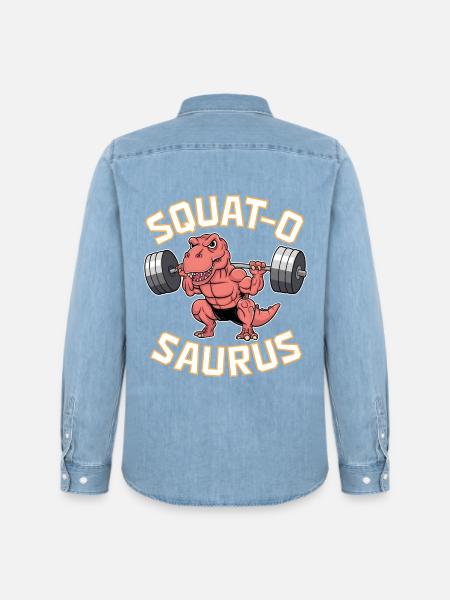 Squat-O Saurus - Men’s Organic Denim Shirt by Stanley/Stella - light wash