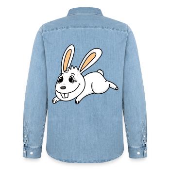 Lapin lapin lapin de pâques - Chemise en denim homme bio Stanley/Stella - bleu clair délavé - Dos - AI Model Male 185 light (185cm)