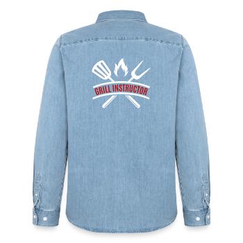 grill instructor - Männer Jeanshemd Organic von Stanley/Stella - verwaschenes Hellblau - Hinten - AI Model Male 185 light (185cm)