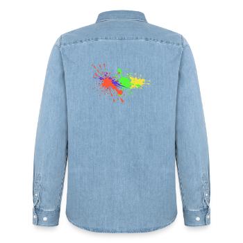Splashes of Color Design Artists - Men’s Organic Denim Shirt by Stanley/Stella - light wash - Back - AI Model Male 185 light (185cm)