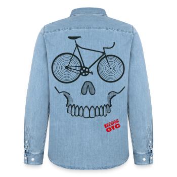 skull cyclist - Männer Jeanshemd Organic von Stanley/Stella - verwaschenes Hellblau - Hinten - AI Model Male 185 light (185cm)
