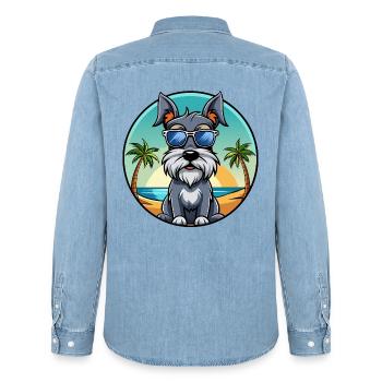 Standard Schnauzer Hunderasse Cartoon Sonnenbrille - Männer Jeanshemd Organic von Stanley/Stella - verwaschenes Hellblau - Hinten - AI Model Male 185 light (185cm)