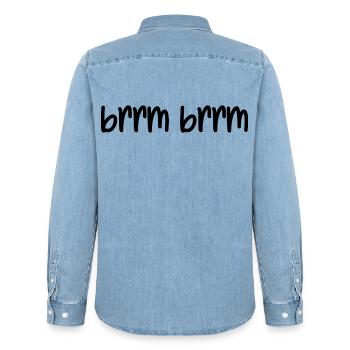 brrm brrm - Men’s Organic Denim Shirt by Stanley/Stella - light wash - Back - AI Model Male 185 light (185cm)