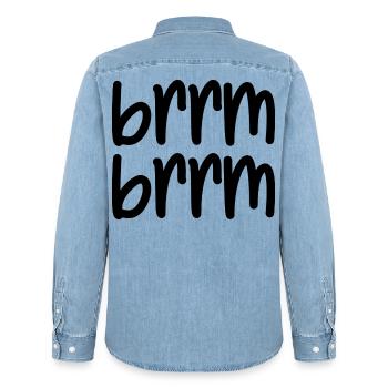 brrm brrm - Men’s Organic Denim Shirt by Stanley/Stella - light wash - Back - AI Model Male 185 light (185cm)