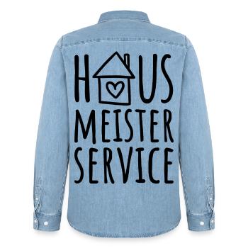 Hausmeisterservice - Hausmeister Service - Männer Jeanshemd Organic von Stanley/Stella - verwaschenes Hellblau - Hinten - AI Model Male 185 light (185cm)