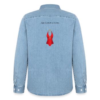 La piscine 1 - Chemise en denim homme bio Stanley/Stella - bleu clair délavé - Dos - AI Model Male 185 light (185cm)