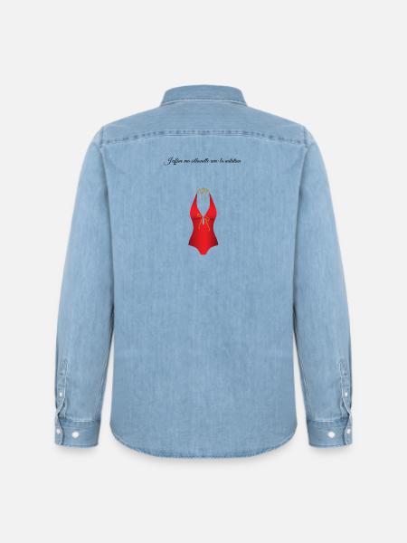 La piscine 1 - Chemise en denim homme bio Stanley/Stella - bleu clair délavé