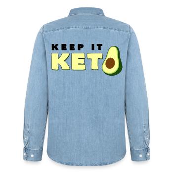Keep It Keto Avocado Saying Ketogenic Diet Gift - Men’s Organic Denim Shirt by Stanley/Stella - light wash - Back - AI Model Male 185 light (185cm)