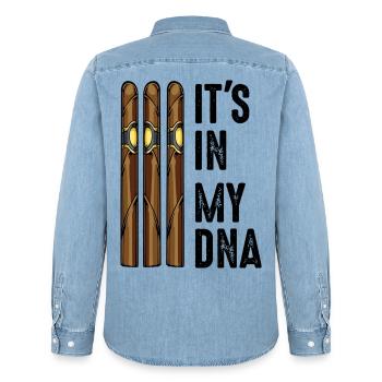It‘s In My DNA Zigarren Rauchen Spruch Geschenk - Männer Jeanshemd Organic von Stanley/Stella - verwaschenes Hellblau - Hinten - AI Model Male 185 light (185cm)