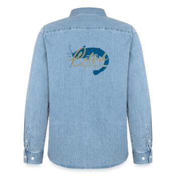 Wels Waller angeln Sportfischen Flussmonster - Männer Jeanshemd Organic von Stanley/Stella - verwaschenes Hellblau - Hinten - AI Model Male 185 light (185cm)