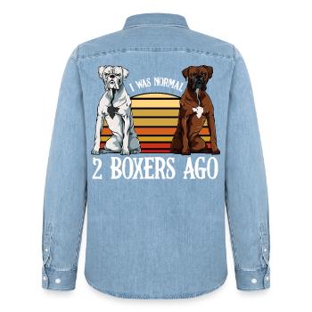 Boxer Hund Lustige Sprüche Hundehalter Geschenk - Männer Jeanshemd Organic von Stanley/Stella - verwaschenes Hellblau - Hinten - AI Model Male 185 light (185cm)