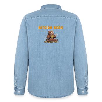 Bitcoin Bear - Chemise en denim homme bio Stanley/Stella - bleu clair délavé - Dos - AI Model Male 185 light (185cm)