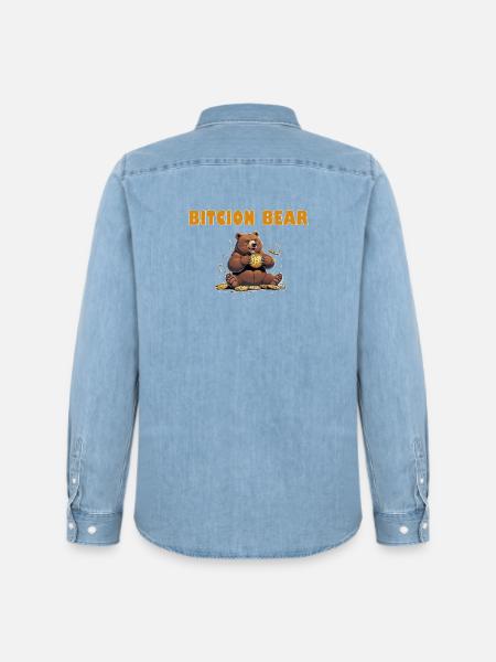 Bitcoin Bär  - Männer Jeanshemd Organic von Stanley/Stella - verwaschenes Hellblau
