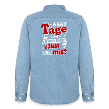 Geburtstag 18 Jahre Tage alt Happy Birthday - Männer Jeanshemd Organic von Stanley/Stella - verwaschenes Hellblau - Hinten - AI Model Male 185 light (185cm)