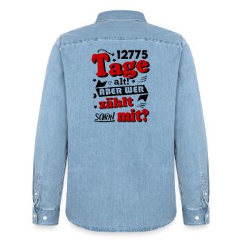 Geburtstag 35 Jahre Tage alt Happy Birthday - Männer Jeanshemd Organic von Stanley/Stella - verwaschenes Hellblau - Hinten - AI Model Male 185 light (185cm)