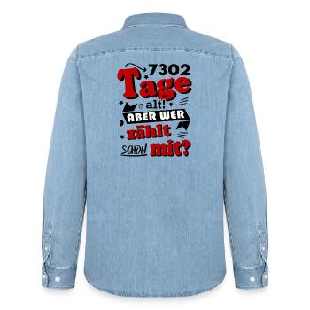 Geburtstag 20 Jahre Tage alt Happy Birthday - Männer Jeanshemd Organic von Stanley/Stella - verwaschenes Hellblau - Hinten - AI Model Male 185 light (185cm)