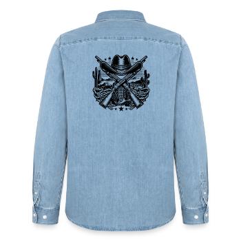 Logo western 2 - Chemise en denim homme bio Stanley/Stella - bleu clair délavé - Dos - AI Model Male 185 light (185cm)
