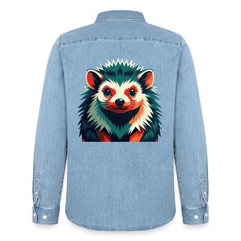Igel Zeichentrickfigur Buntes Haustier Tier - Männer Jeanshemd Organic von Stanley/Stella - verwaschenes Hellblau - Hinten - AI Model Male 185 light (185cm)