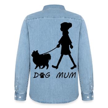 Dog Mum - Männer Jeanshemd Organic von Stanley/Stella - verwaschenes Hellblau - Hinten - AI Model Male 185 light (185cm)