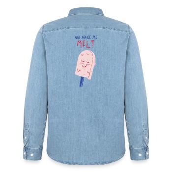 you make me melt icecream - Männer Jeanshemd Organic von Stanley/Stella - verwaschenes Hellblau - Hinten - AI Model Male 185 light (185cm)