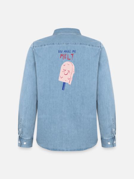 you make me melt icecream - Men’s Organic Denim Shirt by Stanley/Stella - light wash