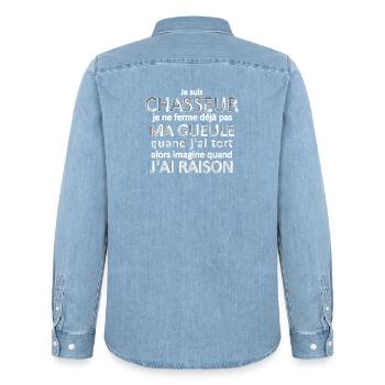 Je suis Chasseur - Chemise en denim homme bio Stanley/Stella - bleu clair délavé - Dos - AI Model Male 185 light (185cm)
