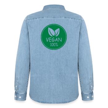 vegan 100% - Männer Jeanshemd Organic von Stanley/Stella - verwaschenes Hellblau - Hinten - AI Model Male 185 light (185cm)