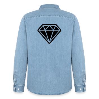 Diamant-Symbol - Männer Jeanshemd Organic von Stanley/Stella - verwaschenes Hellblau - Hinten - AI Model Male 185 light (185cm)