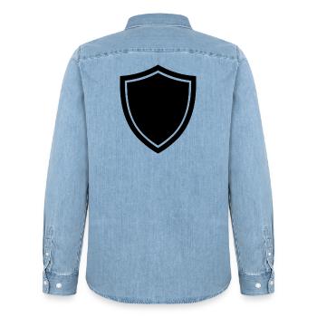 Schild-Symbol-Logo-Form-Sicherheit - Männer Jeanshemd Organic von Stanley/Stella - verwaschenes Hellblau - Hinten - AI Model Male 185 light (185cm)