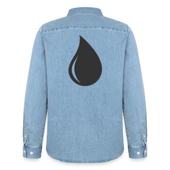 Logo-Symbol für Tropfenform - Männer Jeanshemd Organic von Stanley/Stella - verwaschenes Hellblau - Hinten - AI Model Male 185 light (185cm)