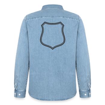 Leeres Schildlinien-Symbol Abzeichen Wappen Umrisssymbol - Männer Jeanshemd Organic von Stanley/Stella - verwaschenes Hellblau - Hinten - AI Model Male 185 light (185cm)