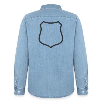 Leeres Schildlinien-Symbol Abzeichen Wappen Umrisssymbol - Männer Jeanshemd Organic von Stanley/Stella - verwaschenes Hellblau - Hinten - AI Model Male 185 light (185cm)