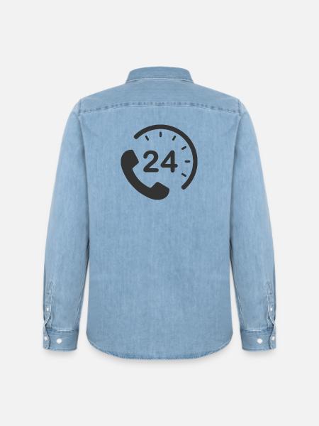 24/7 h Service - Men’s Organic Denim Shirt by Stanley/Stella - light wash