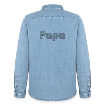 PAPA. VATERTAG. ALLES GUTE ZUM GEBURTSTAG, PAPA. ALLES GUTE ZUM GEBURTSTAG - Männer Jeanshemd Organic von Stanley/Stella - verwaschenes Hellblau - Hinten - AI Model Male 185 light (185cm)
