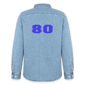 HAPPY BIRTHDAY. JOYEUX ANNIVERSAIRE. ANNIVERSAIRE. - Chemise en denim homme bio Stanley/Stella - bleu clair délavé - Dos - AI Model Male 185 light (185cm)