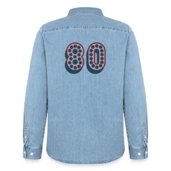 ANNIVERSAIRE. HAPPY BIRTHDAY. JOYEUX ANNIVERSAIRE. - Chemise en denim homme bio Stanley/Stella - bleu clair délavé - Dos - AI Model Male 185 light (185cm)