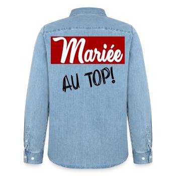 MARIEE. FUTURE MARIEE. EVJF - Chemise en denim homme bio Stanley/Stella - bleu clair délavé - Dos - AI Model Male 185 light (185cm)