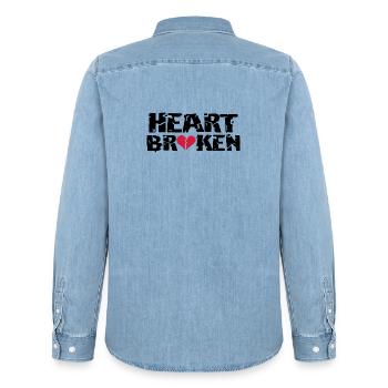 Herz <3Broken - Männer Jeanshemd Organic von Stanley/Stella - verwaschenes Hellblau - Hinten - AI Model Male 185 light (185cm)