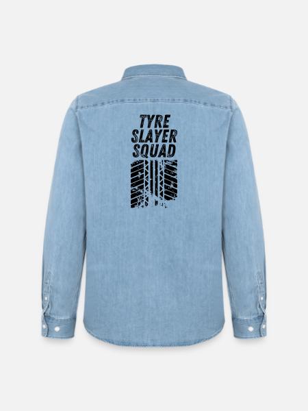 Tyre Slayer Squad - Men’s Organic Denim Shirt by Stanley/Stella - light wash