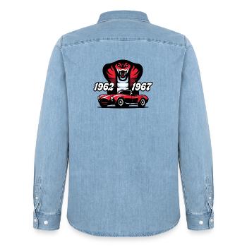 Die rote Schlange - Männer Jeanshemd Organic von Stanley/Stella - verwaschenes Hellblau - Hinten - AI Model Male 185 light (185cm)
