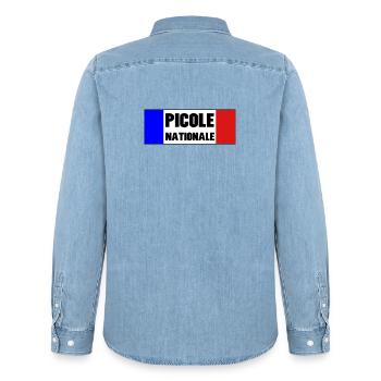 Picole Nationale - Chemise en denim homme bio Stanley/Stella - bleu clair délavé - Dos - AI Model Male 185 light (185cm)