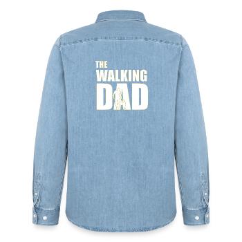 Der wandelnde Vater (weiß) Umriss - Männer Jeanshemd Organic von Stanley/Stella - verwaschenes Hellblau - Hinten - AI Model Male 185 light (185cm)